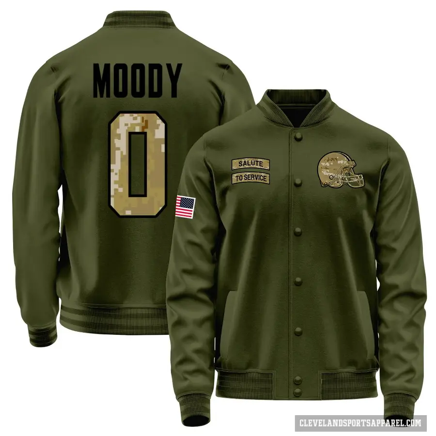 Men's ＃0 Marvin Moody Cleveland Browns Olive Salute to Service Sideline Performance Jacket