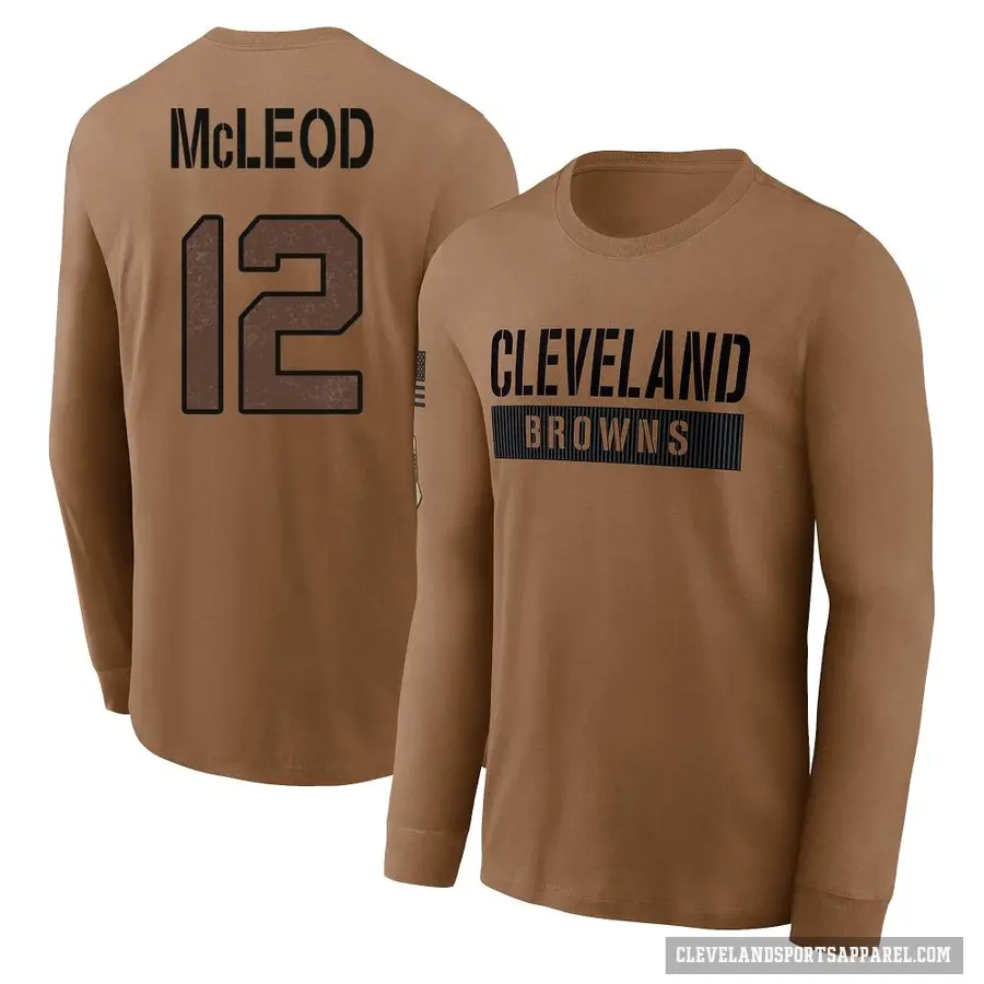 Men's ＃12 Rodney McLeod Jr. Cleveland Browns Brown 2023 Salute To Service Long Sleeve T-Shirt