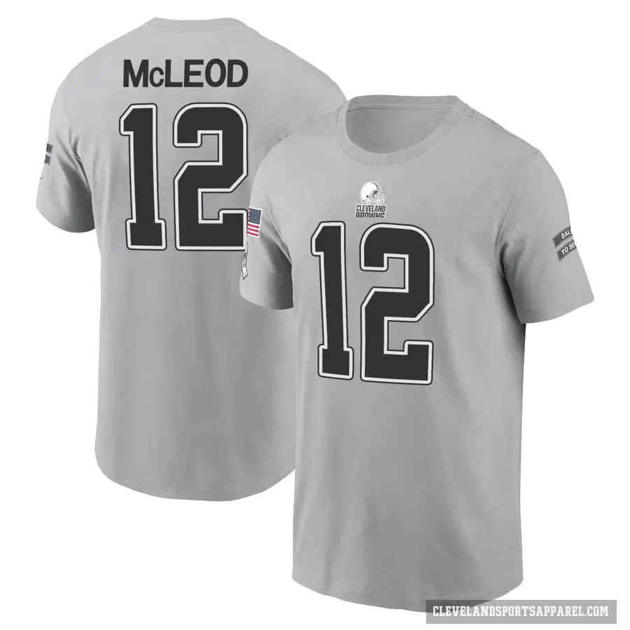 Men's ＃12 Rodney McLeod Jr. Cleveland Browns Gray 2024 Salute to Service T-Shirt