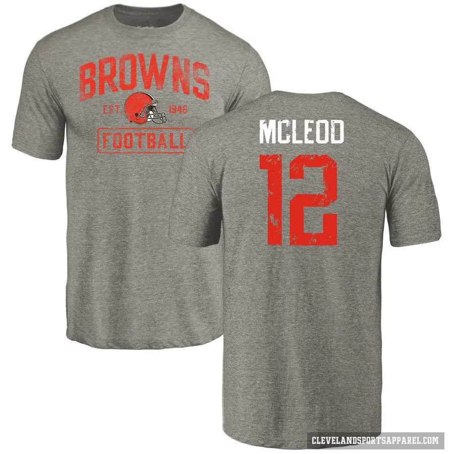 Men's ＃12 Rodney McLeod Jr. Cleveland Browns Gray Distressed T-Shirt