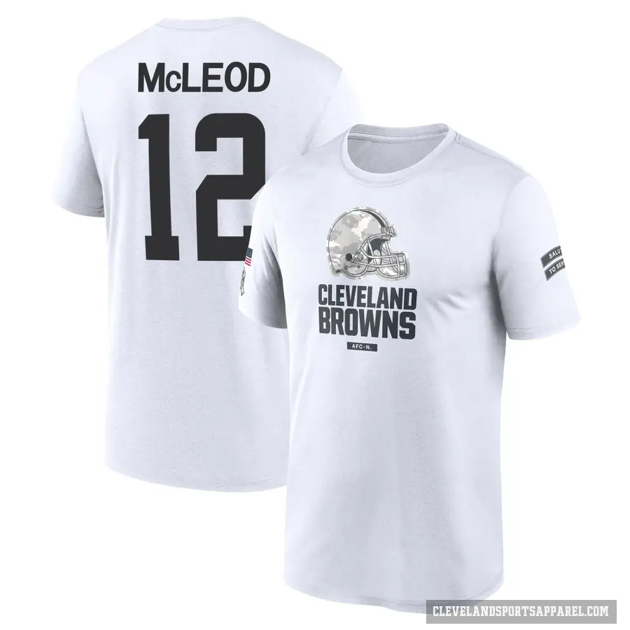 Men's ＃12 Rodney McLeod Jr. Cleveland Browns White 2024 Salute to Service Performance T-Shirt