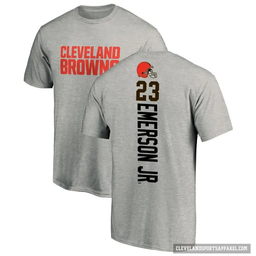 Men's ＃23 Martin Emerson Jr. Cleveland Browns Ash Backer T-Shirt