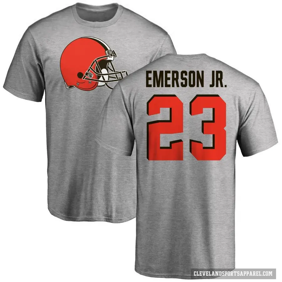 Men's ＃23 Martin Emerson Jr. Cleveland Browns Ash Logo T-Shirt