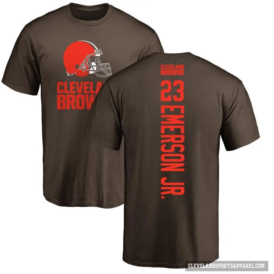 Men's ＃23 Martin Emerson Jr. Cleveland Browns Brown Backer T-Shirt