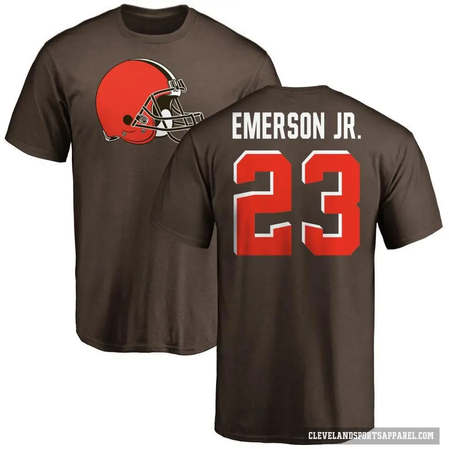 Men's ＃23 Martin Emerson Jr. Cleveland Browns Brown Logo T-Shirt