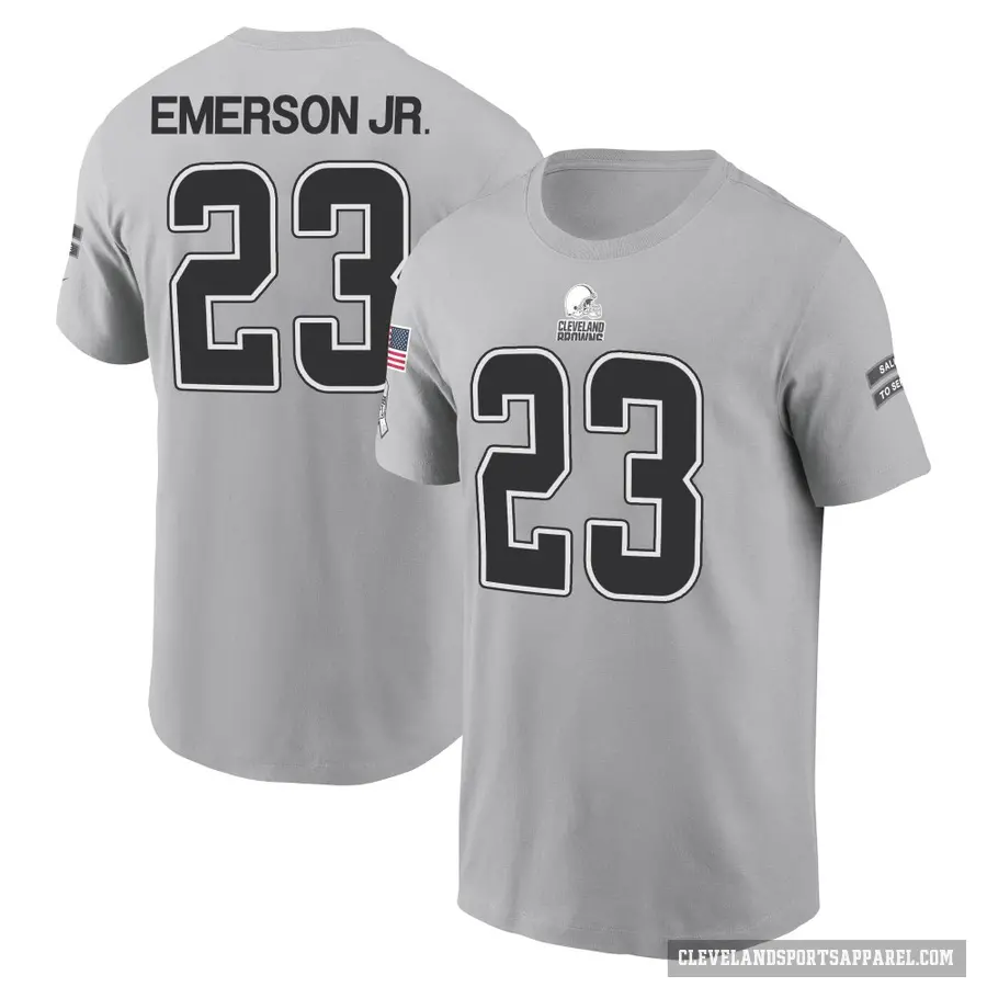 Men's ＃23 Martin Emerson Jr. Cleveland Browns Gray 2024 Salute to Service T-Shirt