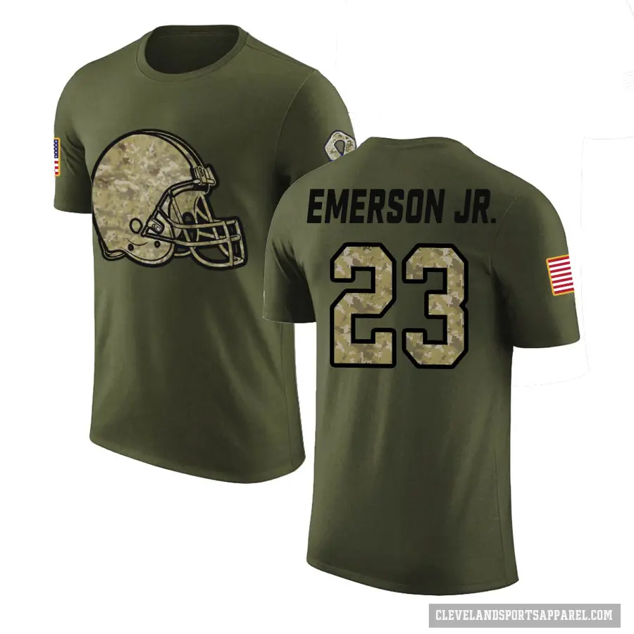 Men's ＃23 Martin Emerson Jr. Cleveland Browns Olive Salute to Service T-Shirt