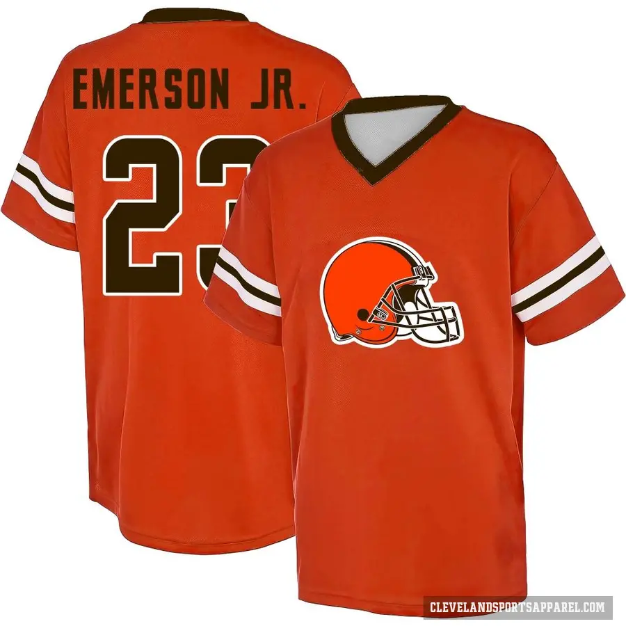 Men's ＃23 Martin Emerson Jr. Cleveland Browns Orange Game Day V-Neck T-Shirt