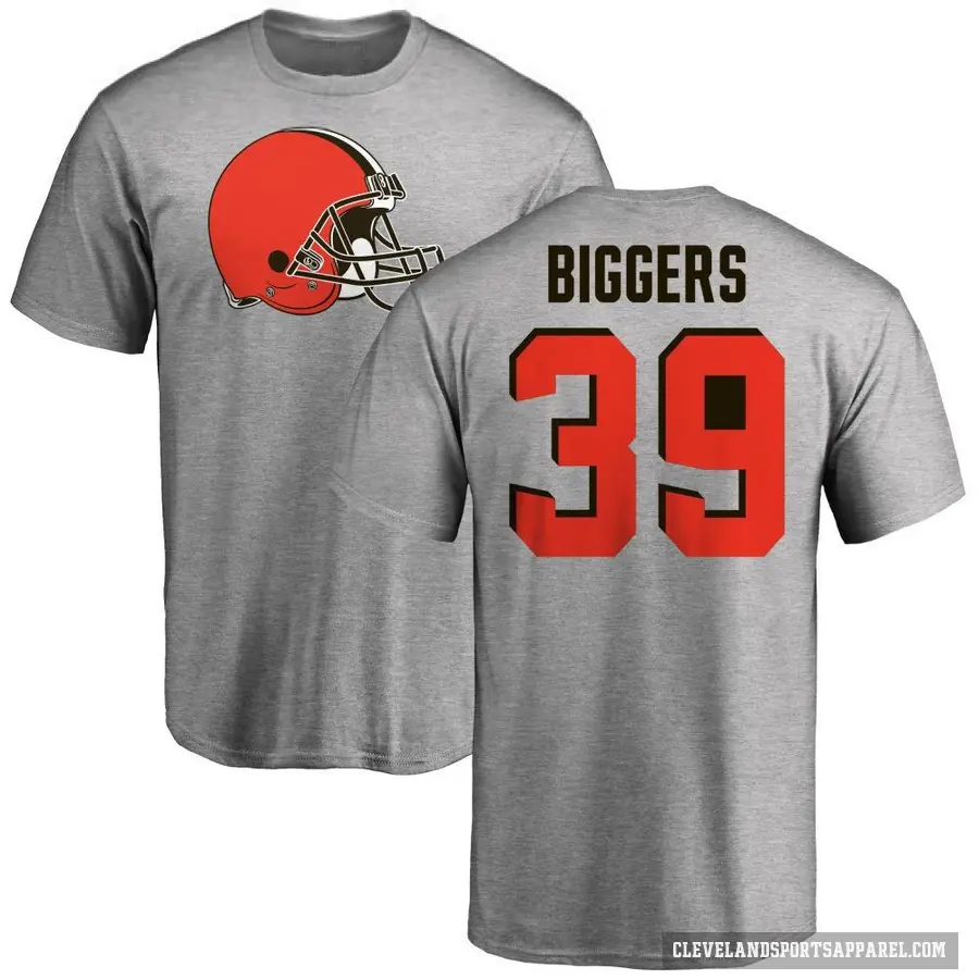 Men's ＃39 Caleb Biggers Cleveland Browns Ash Logo T-Shirt