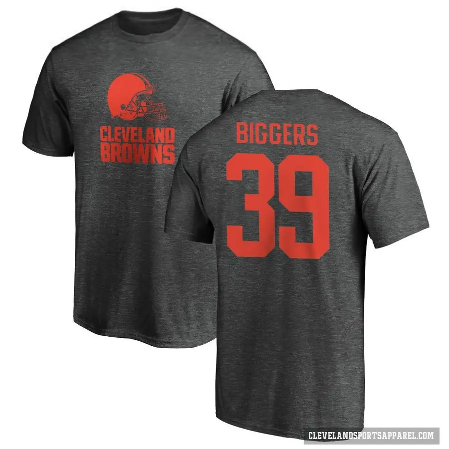 Men's ＃39 Caleb Biggers Cleveland Browns Ash One Color T-Shirt