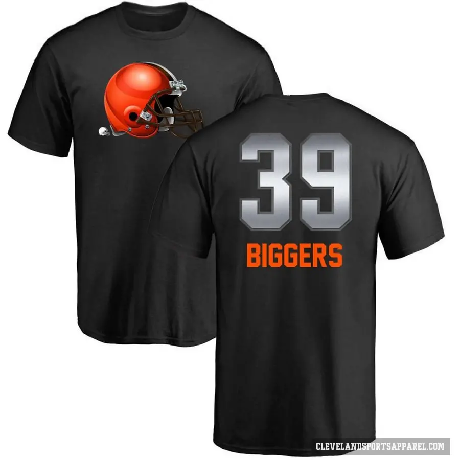 Men's ＃39 Caleb Biggers Cleveland Browns Black Midnight Mascot T-Shirt