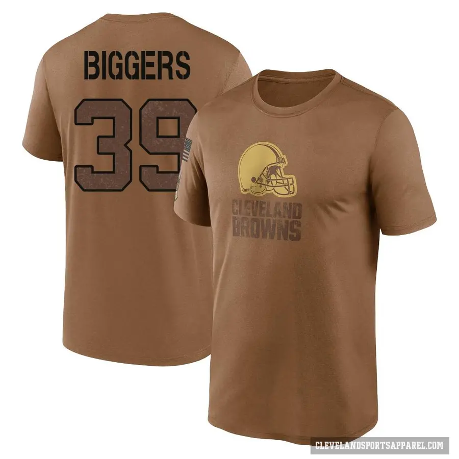 Men's ＃39 Caleb Biggers Cleveland Browns Brown 2023 Salute To Service Performance T-Shirt