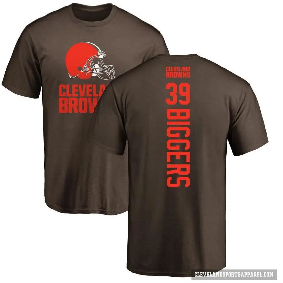 Men's ＃39 Caleb Biggers Cleveland Browns Brown Backer T-Shirt