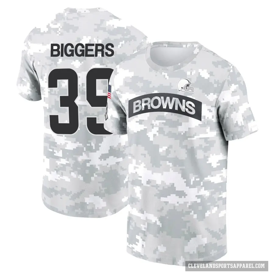 Men's ＃39 Caleb Biggers Cleveland Browns Camo Arctic 2024 Salute to Service Performance T-Shirt