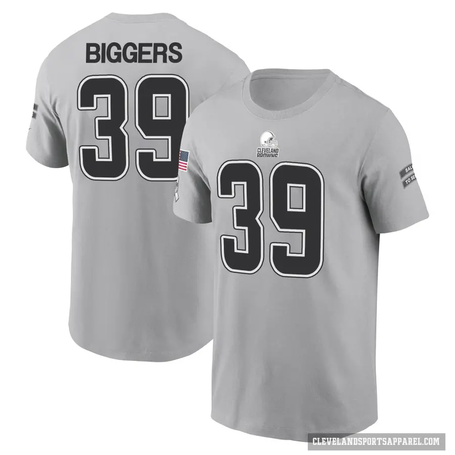 Men's ＃39 Caleb Biggers Cleveland Browns Gray 2024 Salute to Service T-Shirt