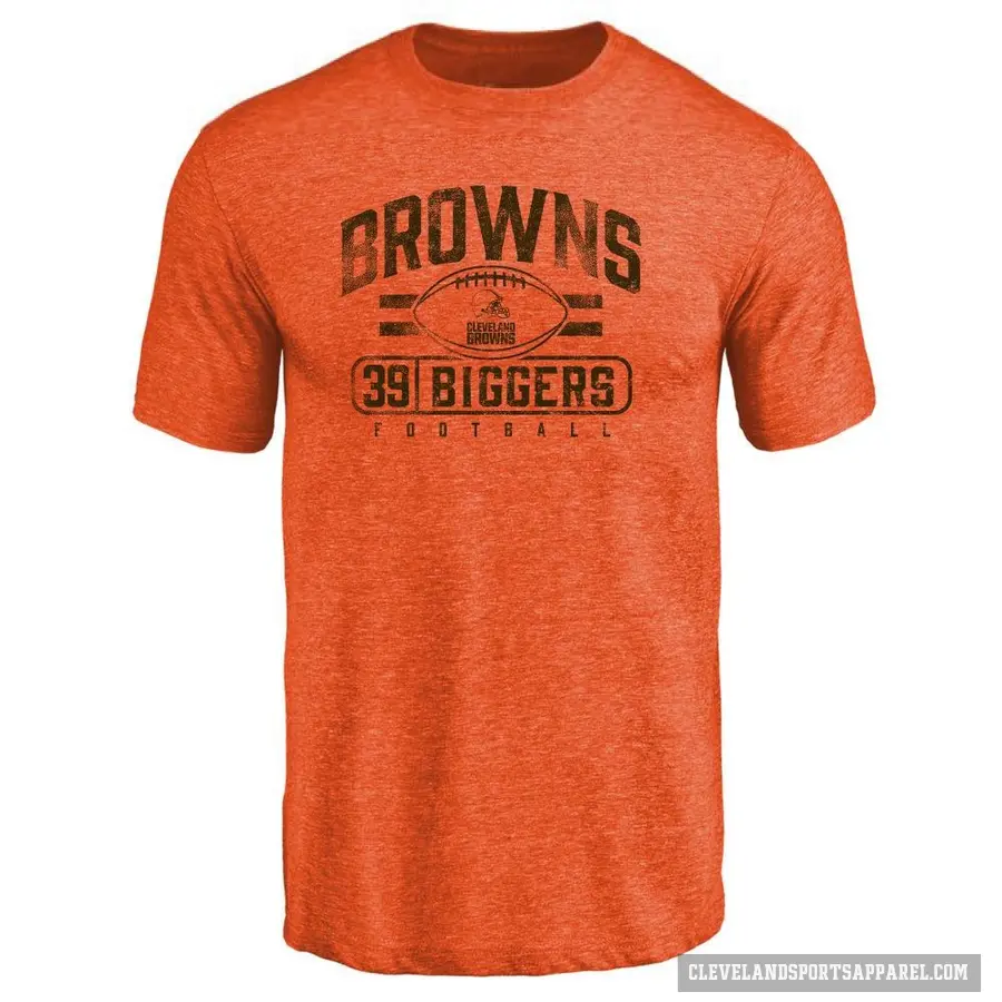 Men's ＃39 Caleb Biggers Cleveland Browns Orange Flanker T-Shirt