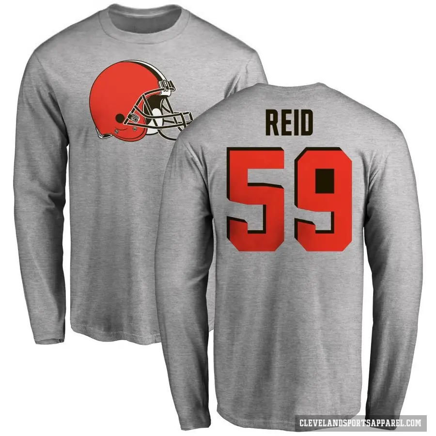 Men's ＃59 Winston Reid Cleveland Browns Ash Logo Long Sleeve T-Shirt