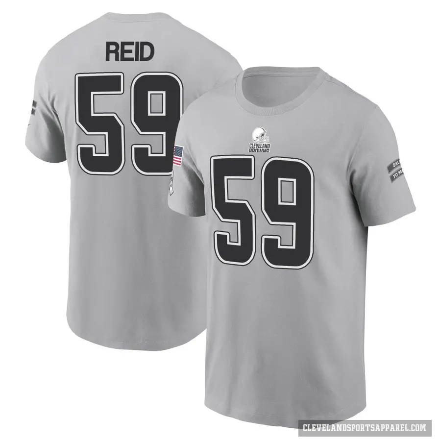 Men's ＃59 Winston Reid Cleveland Browns Gray 2024 Salute to Service T-Shirt