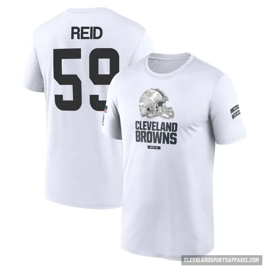 Men's ＃59 Winston Reid Cleveland Browns White 2024 Salute to Service Performance T-Shirt