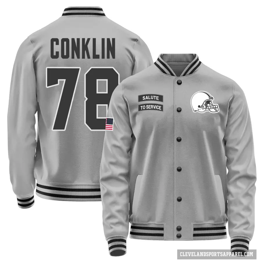 Men's ＃78 Jack Conklin Cleveland Browns Gray Salute to Service Performance Jacket