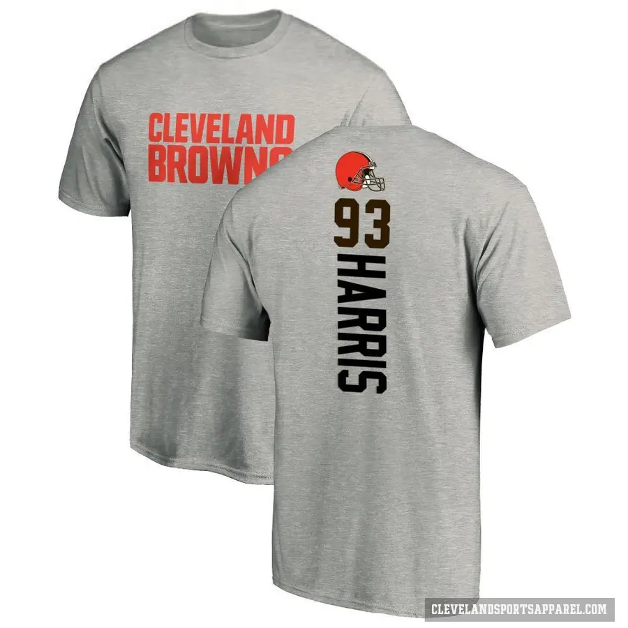 Men's ＃93 Shelby Harris Cleveland Browns Ash Backer T-Shirt