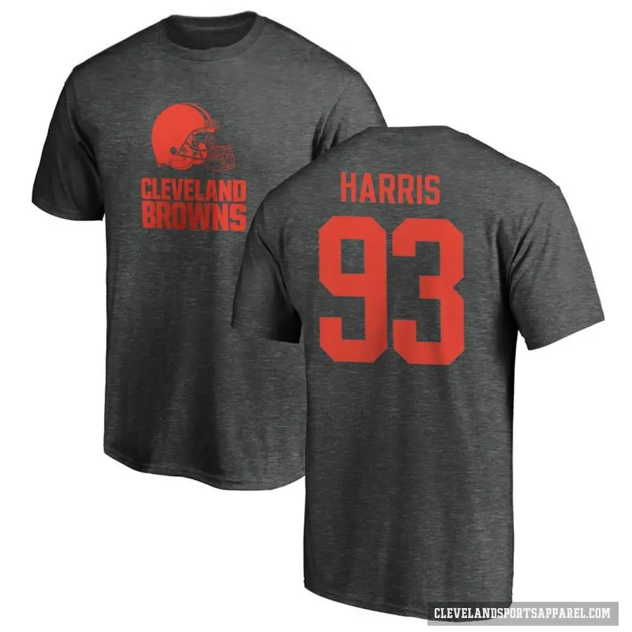 Men's ＃93 Shelby Harris Cleveland Browns Ash One Color T-Shirt