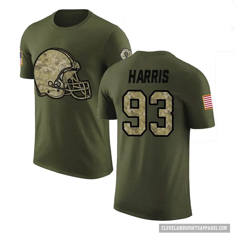 Men's ＃93 Shelby Harris Cleveland Browns Olive Salute to Service T-Shirt