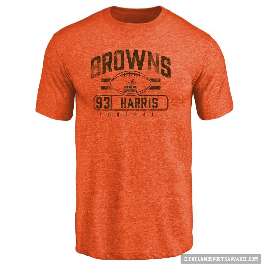 Men's ＃93 Shelby Harris Cleveland Browns Orange Flanker T-Shirt