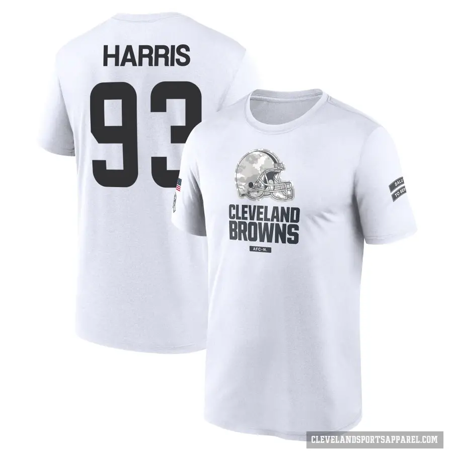 Men's ＃93 Shelby Harris Cleveland Browns White 2024 Salute to Service Performance T-Shirt