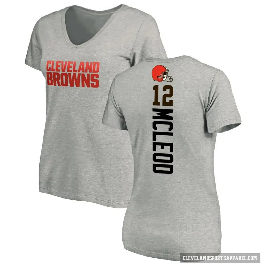 Women's ＃12 Rodney McLeod Jr. Cleveland Browns Ash Backer V-Neck T-Shirt