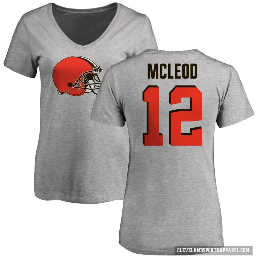 Women's ＃12 Rodney McLeod Jr. Cleveland Browns Ash Logo Slim Fit T-Shirt