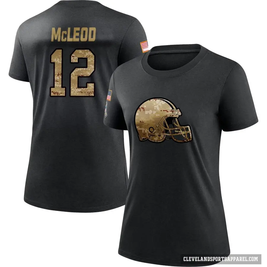 Women's ＃12 Rodney McLeod Jr. Cleveland Browns Black 2020 Salute To Service Performance T-Shirt