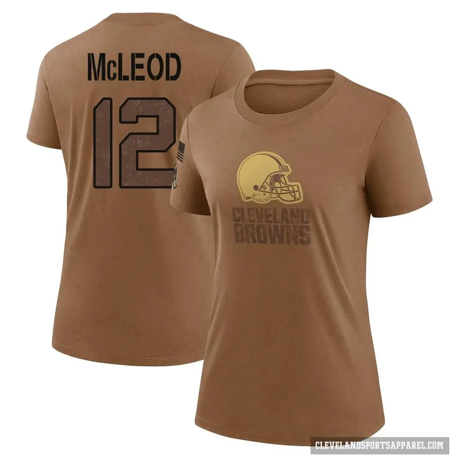 Women's ＃12 Rodney McLeod Jr. Cleveland Browns Brown 2023 Salute To Service Performance T-Shirt