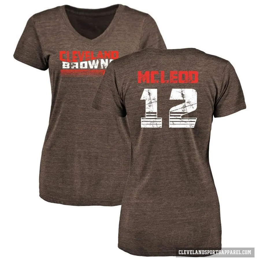 Women's ＃12 Rodney McLeod Jr. Cleveland Browns Brown Retro V-Neck T-Shirt