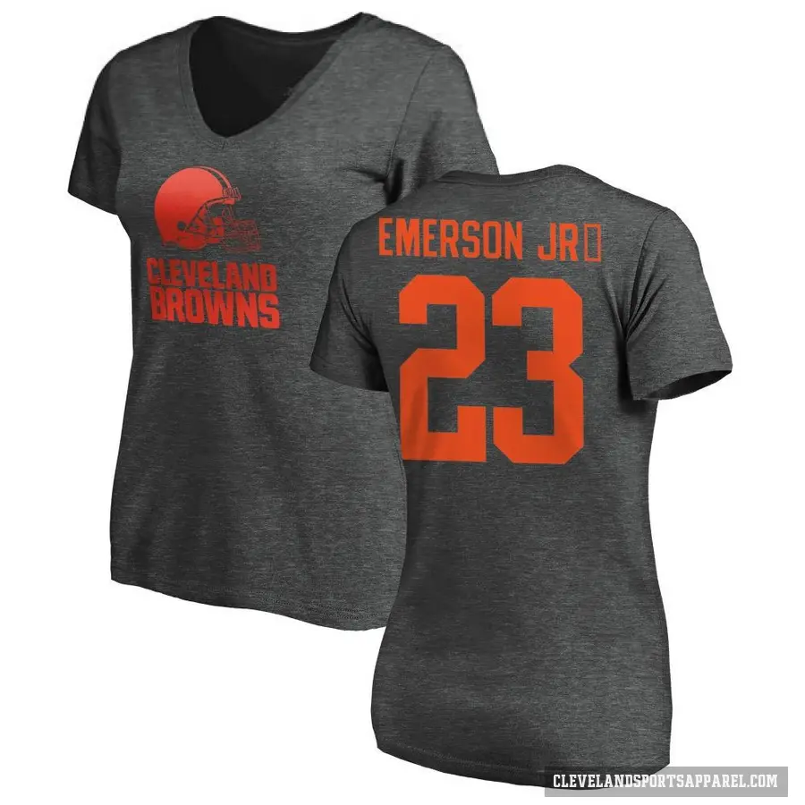 Women's ＃23 Martin Emerson Jr. Cleveland Browns Ash One Color T-Shirt