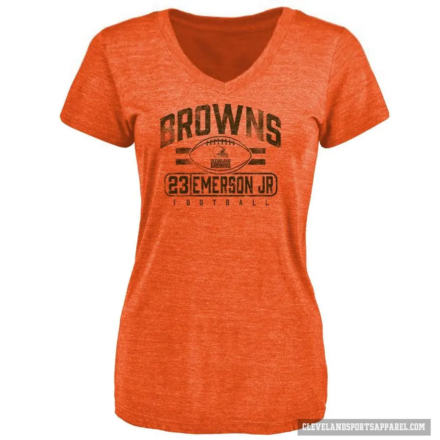 Women's ＃23 Martin Emerson Jr. Cleveland Browns Orange Flanker T-Shirt