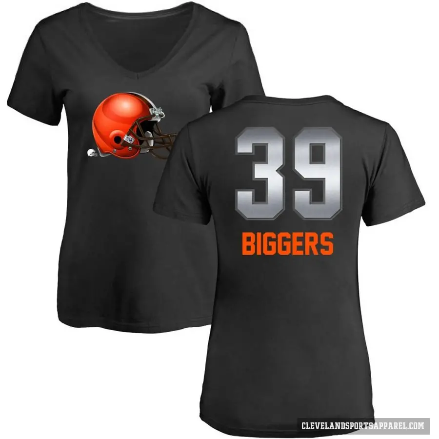 Women's ＃39 Caleb Biggers Cleveland Browns Black Midnight Mascot T-Shirt