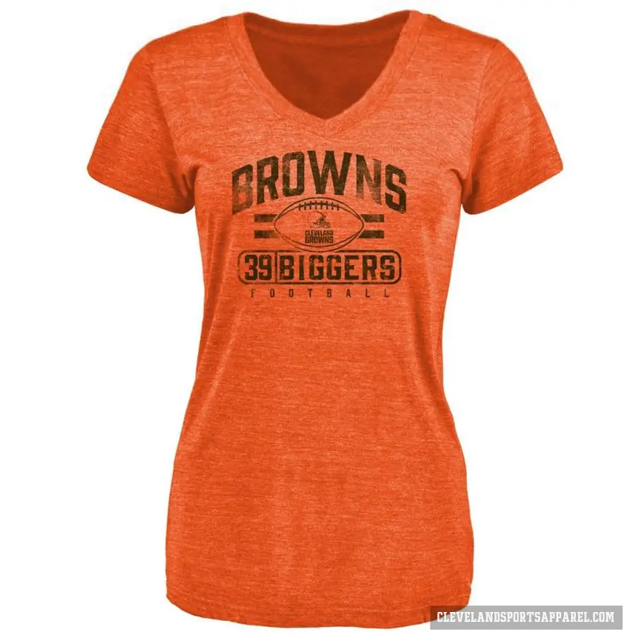 Women's ＃39 Caleb Biggers Cleveland Browns Orange Flanker T-Shirt