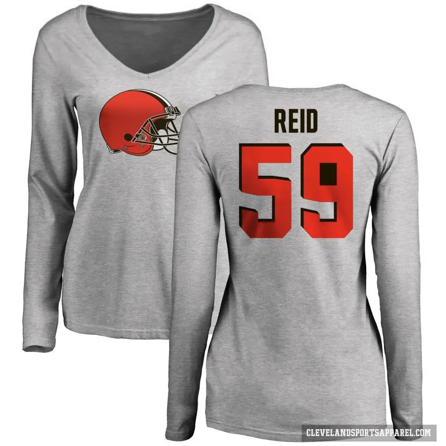 Women's ＃59 Winston Reid Cleveland Browns Ash Logo Slim Fit Long Sleeve T-Shirt