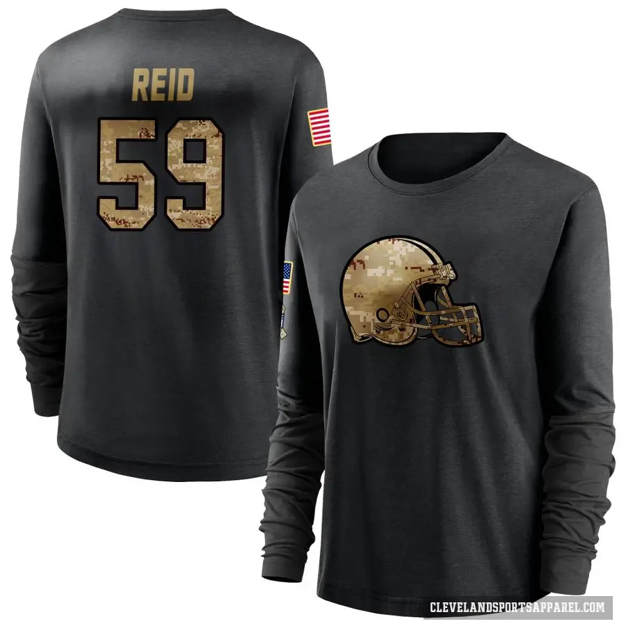 Women's ＃59 Winston Reid Cleveland Browns Black 2020 Salute To Service Sideline Performance Long Sleeve T-Shirt