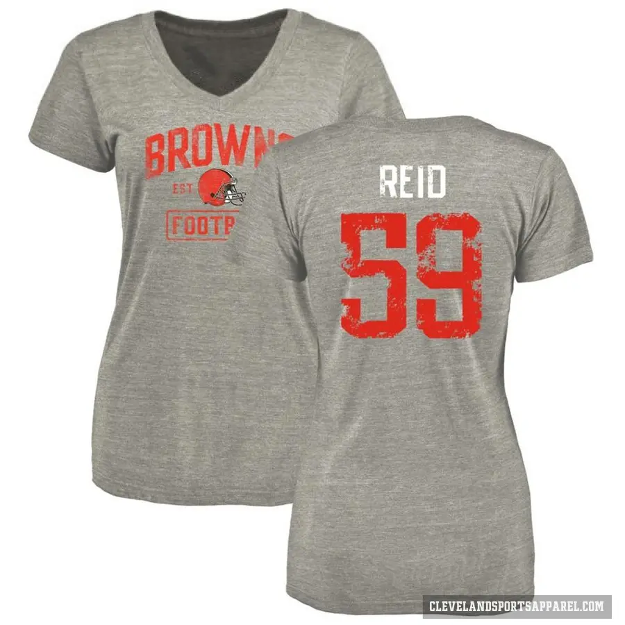 Women's ＃59 Winston Reid Cleveland Browns Gray Heather Distressed V-Neck T-Shirt