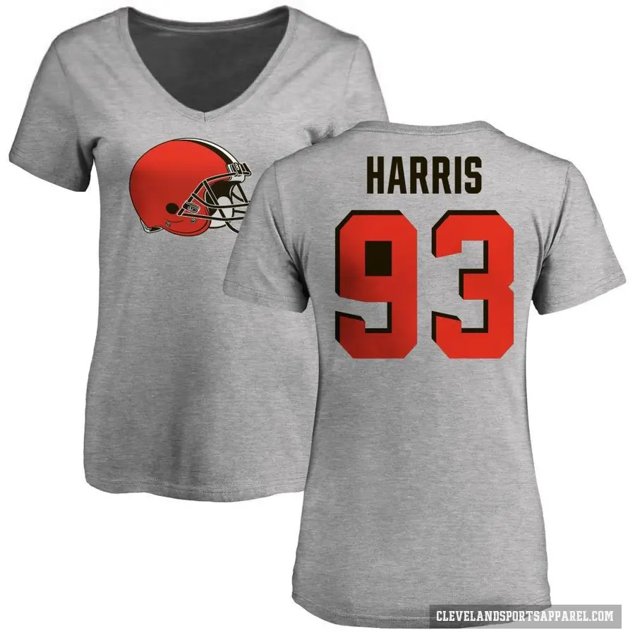 Women's ＃93 Shelby Harris Cleveland Browns Ash Logo Slim Fit T-Shirt