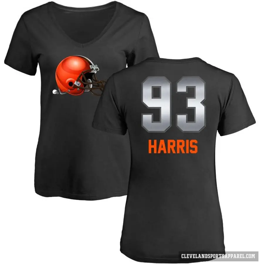 Women's ＃93 Shelby Harris Cleveland Browns Black Midnight Mascot T-Shirt