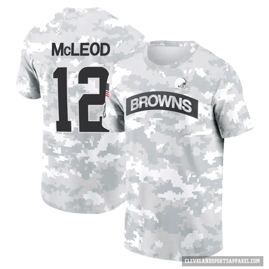 Youth ＃12 Rodney McLeod Jr. Cleveland Browns Camo Arctic 2024 Salute to Service Performance T-Shirt