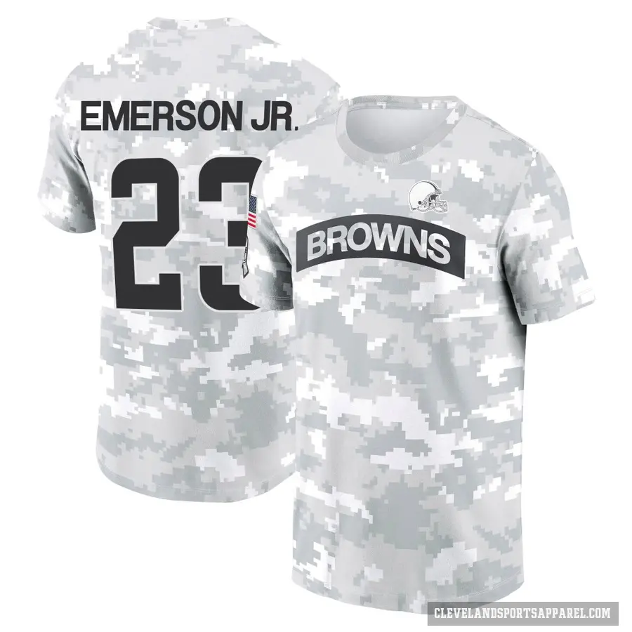 Youth ＃23 Martin Emerson Jr. Cleveland Browns Camo Arctic 2024 Salute to Service Performance T-Shirt