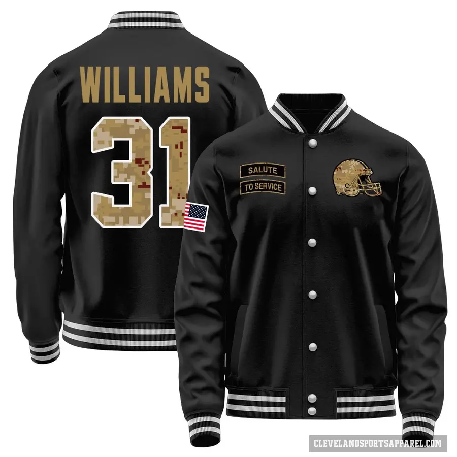 Youth ＃31 Chase Williams Cleveland Browns Black Salute to Service Sideline Performance Jacket