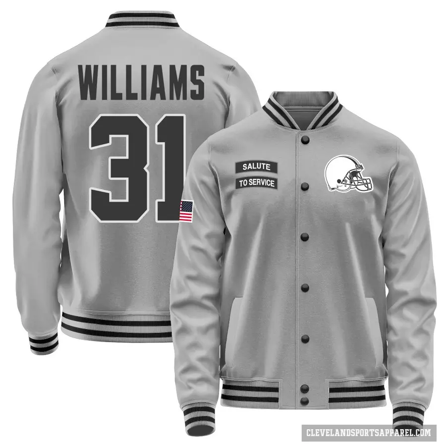 Youth ＃31 Chase Williams Cleveland Browns Gray Salute to Service Performance Jacket