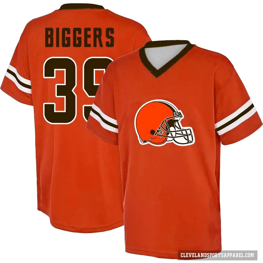 Youth ＃39 Caleb Biggers Cleveland Browns Orange Game Day V-Neck T-Shirt