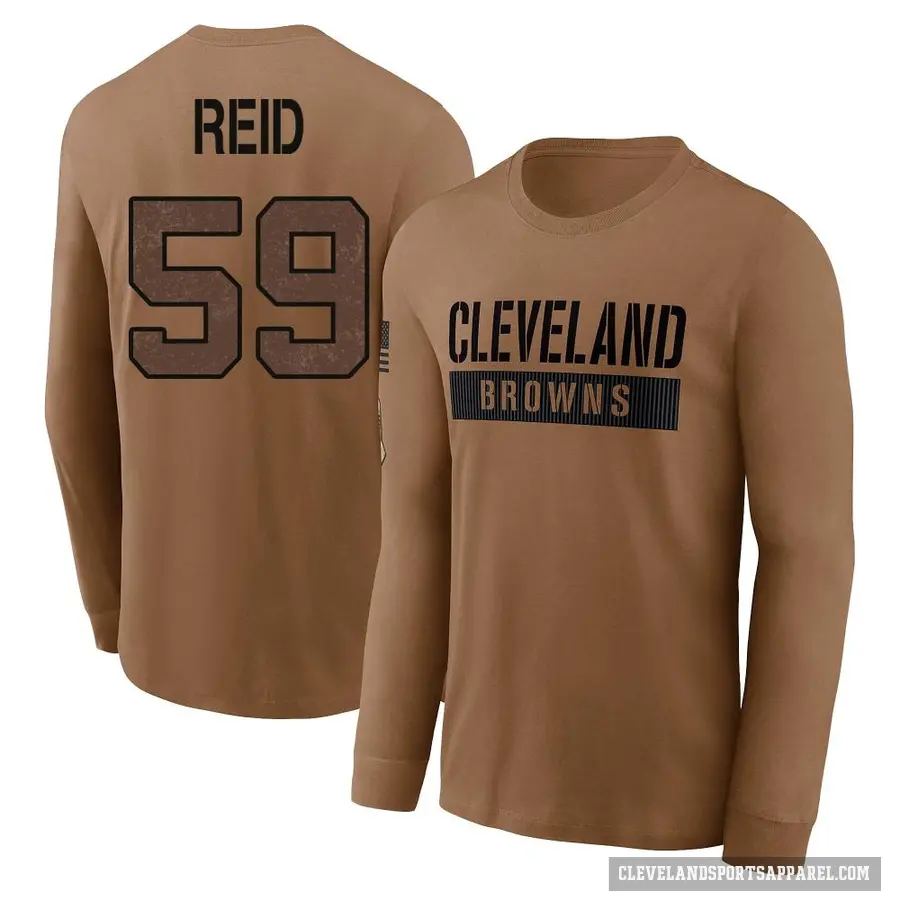 Youth ＃59 Winston Reid Cleveland Browns Brown 2023 Salute To Service Long Sleeve T-Shirt