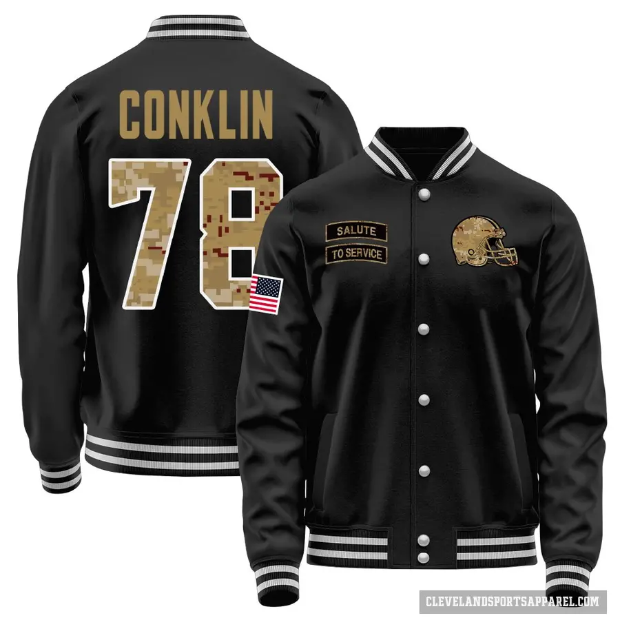 Youth ＃78 Jack Conklin Cleveland Browns Black Salute to Service Sideline Performance Jacket